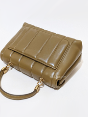 Tory Burch Kira Small Top-Handle Satchel Bag Toasted Sesame/Rolled Gold