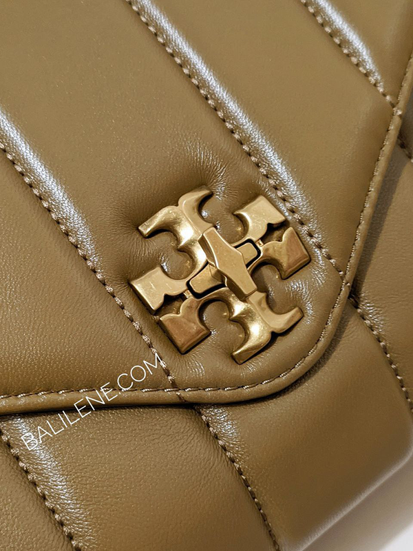 Tory Burch Kira Small Top-Handle Satchel Bag Toasted Sesame/Rolled Gol ...