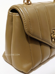 Tory Burch Kira Small Top-Handle Satchel Bag Toasted Sesame/Rolled Gold