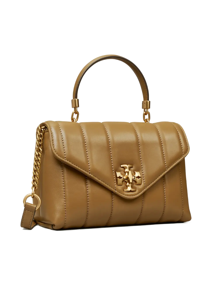 Tory Burch Kira Small Top-Handle Satchel Bag Toasted Sesame/Rolled Gold