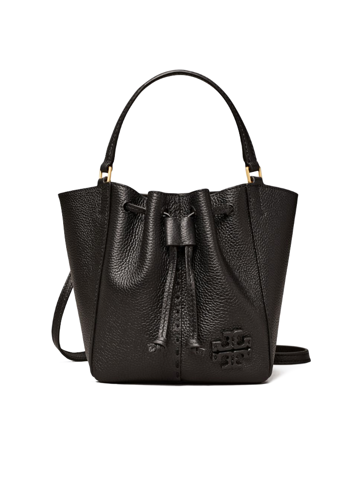 Tory Burch McGraw Mini Drawstring Satchel Bag Black