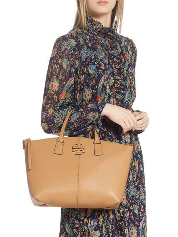 Tory Burch McGraw Top-Zip Satchel Tiramisu
