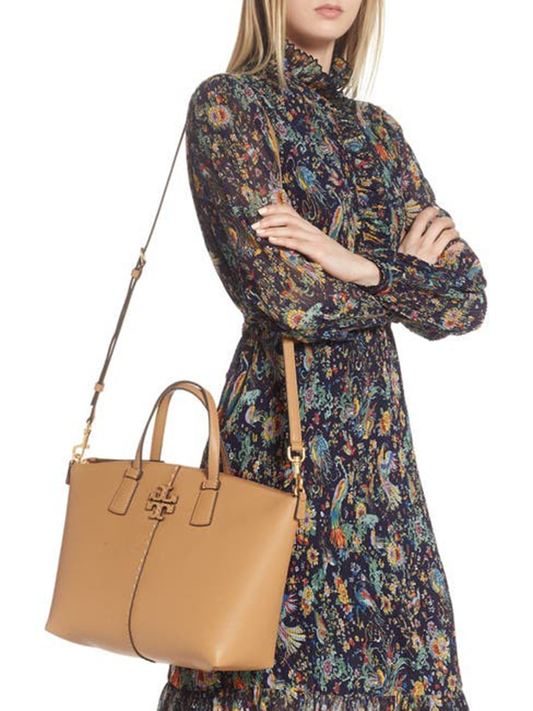 Tory Burch McGraw Top-Zip Satchel Tiramisu