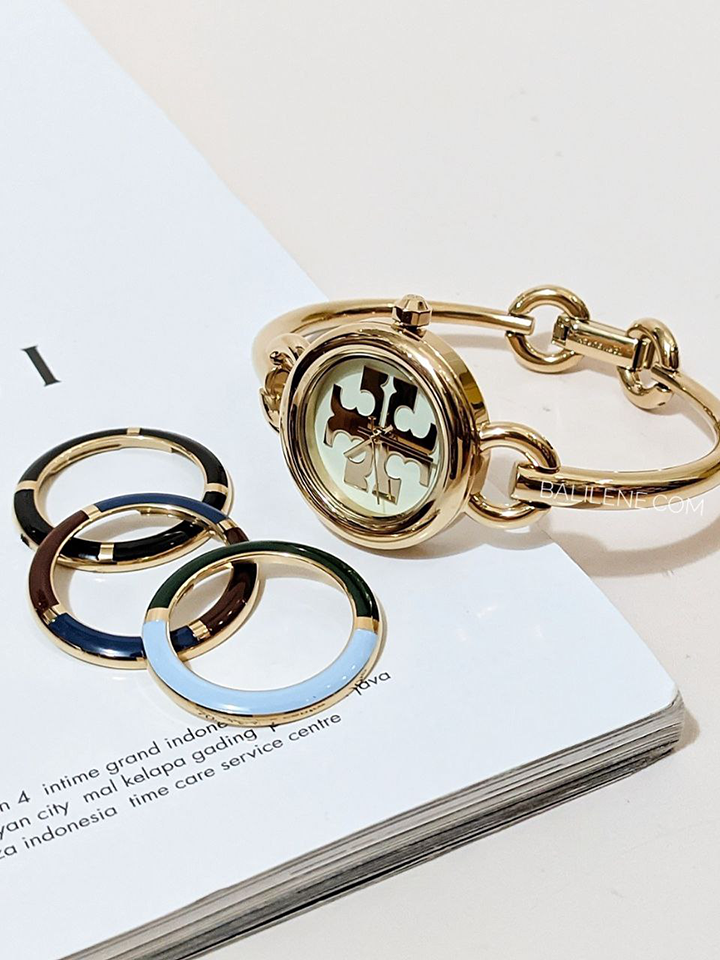 Tory Burch Miller Bangle Watch Gift Set Gold-Tone Stainless Steel Multi Color 28 MM