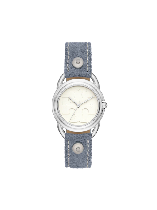 Tory-Burch-Miller-Watch-Light-Blue-Suede-Silver-Tone-Stainless-Steel-Balilene-depan