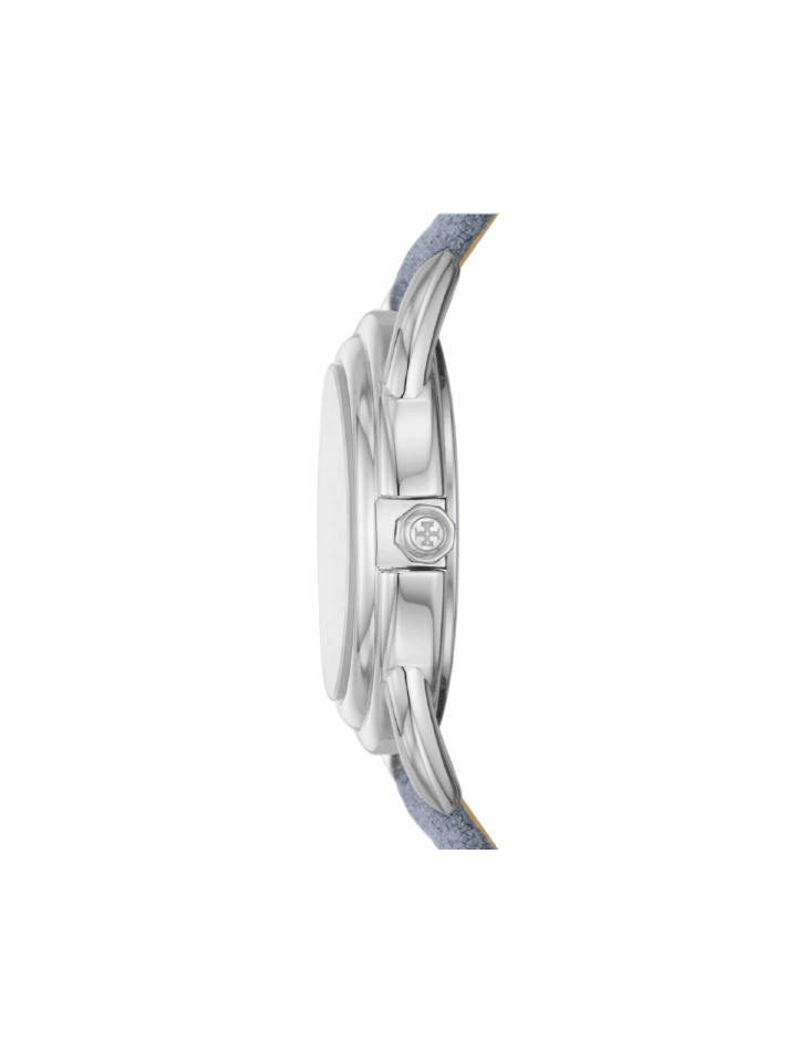 Tory-Burch-Miller-Watch-Light-Blue-Suede-Silver-Tone-Stainless-Steel-Balilene-samping