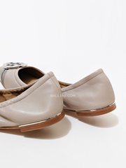 Tory Burch Minnie Patent Cap-Toe Ballet Flat Light Taupe/Gray