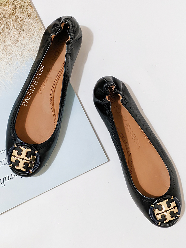 Tory Burch Multi-Logo Ballet Flat Shoes Black