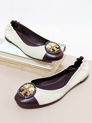 Tory Burch Multi-Logo Ballet Flats New Cream/Plum