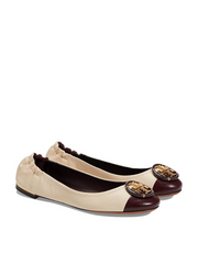 Tory Burch Multi-Logo Ballet Flats New Cream/Plum