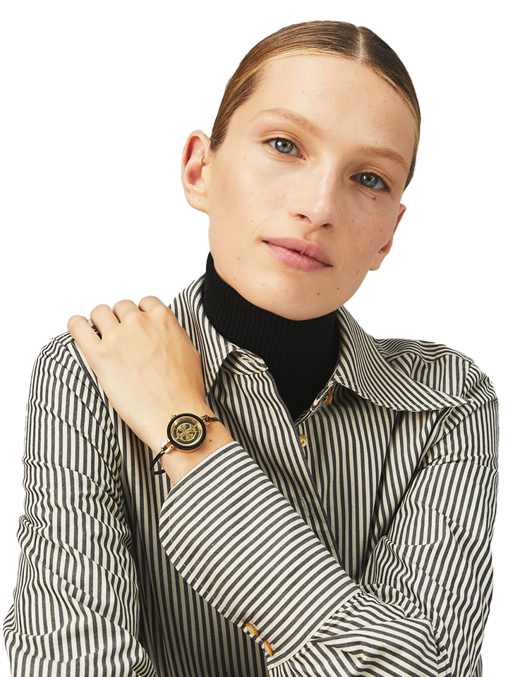 Tory-Burch-Reva-Bangle-Watch-Gift-Set-Black-Gold-Stainless-Steel-Multi-Color-29-MM-Balilene-onmodel
