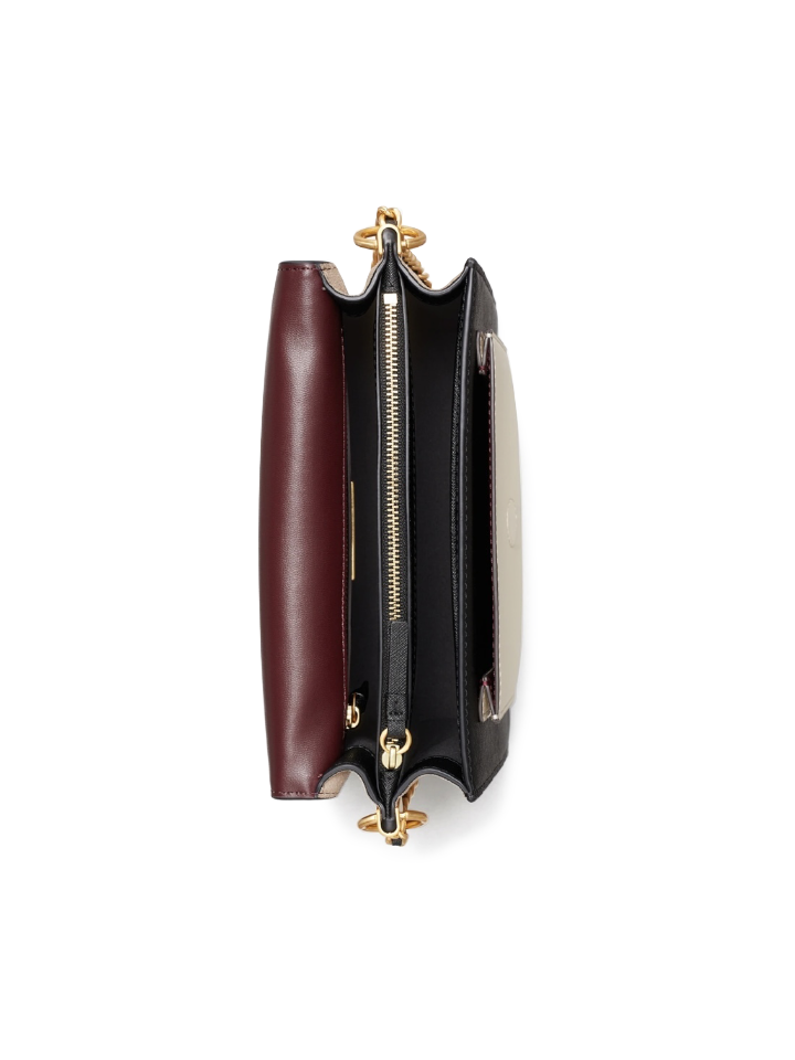 Tory Burch Robinson Color-block Convertible Shoulder Bag In Black/Port