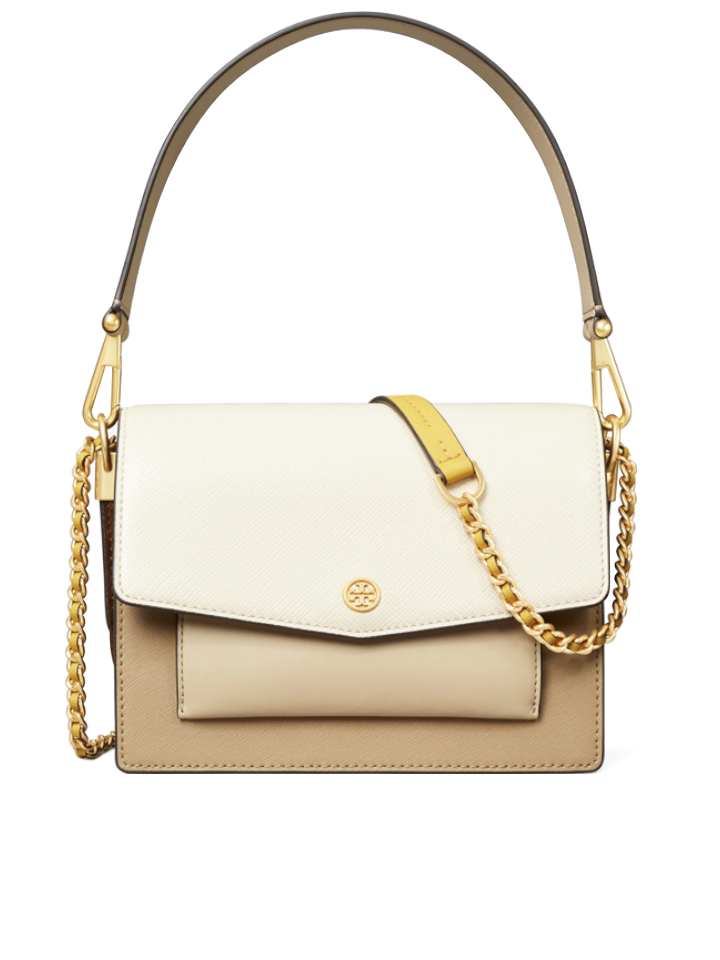 Tory Burch Robinson Color-block Convertible Shoulder Bag In Brie/Seaside Sand