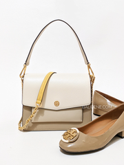 Tory Burch Robinson Color-block Convertible Shoulder Bag In Brie/Seaside Sand
