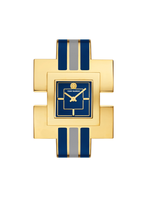 TORY BURCH THE T BANGLE TBW5006腕時計 電池交換済 Tory Burch T Bangle Watch Gold-Tone/Navy Stainless Steel 25 MM