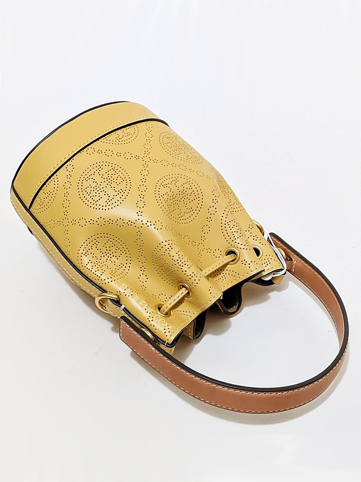 Tory Burch T-Monogram Perforated Leather Mini Bucket Bag - ShopStyle