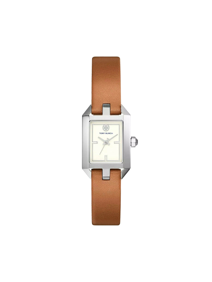 Tory Burch TBW1104 Dalloway Three-Hand Leather Strap With Silver Tone Watch