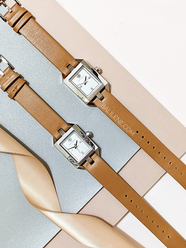 Tory Burch TBW1104 Dalloway Three-Hand Leather Strap With Silver Tone Watch