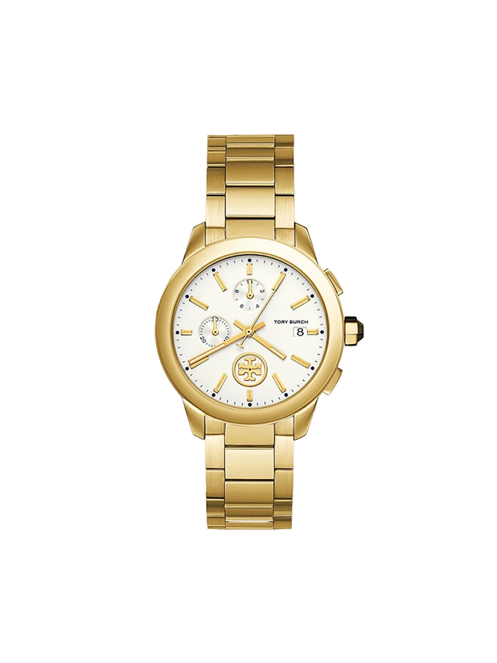 Tory-Burch-TBW1250-Collins-Chronograph-Gold-Tone-Stainless-Steel-Watch-Balilene-depan