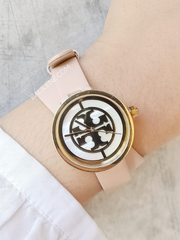     Tory-Burch-TBW4030-Reva-Double-Wrap-Leather-Strap-Watch-Nude-Balilene-onhand