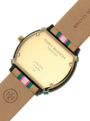 Tory Burch TBW5105 Blake Tan Stripe Leather Strap Watch