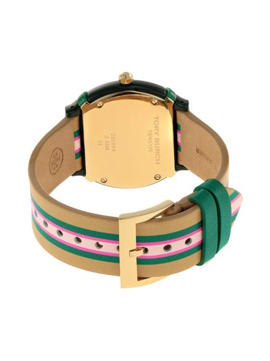 Tory Burch TBW5105 Blake Tan Stripe Leather Strap Watch