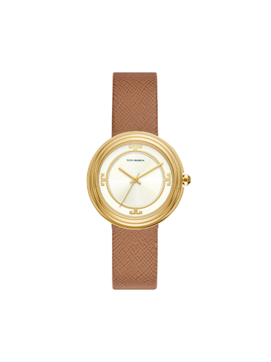 Tory Burch TBW6100 Bailey Watch Luggage Leather Gold-Tone Ivory