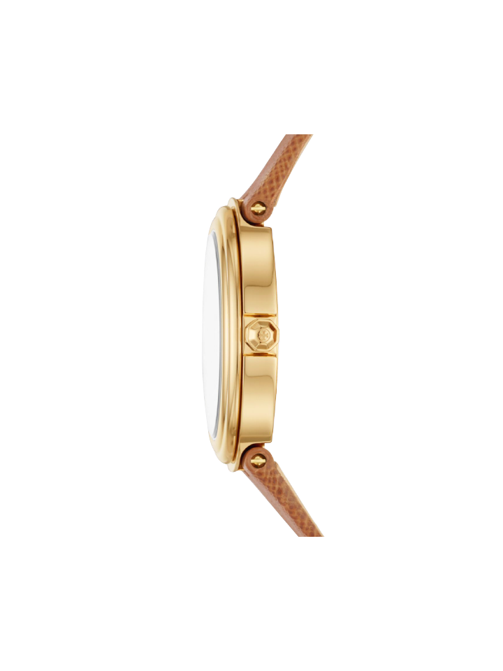Tory Burch TBW6100 Bailey Watch Luggage Leather Gold-Tone Ivory