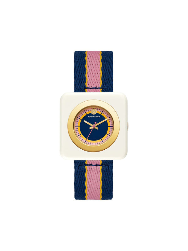 スイスモデルモダンなデザイン★TORY BURCH Izzie Square Watch Mini Eleanor Watch, Ivory / Two-Tone | Tory Burch UAE