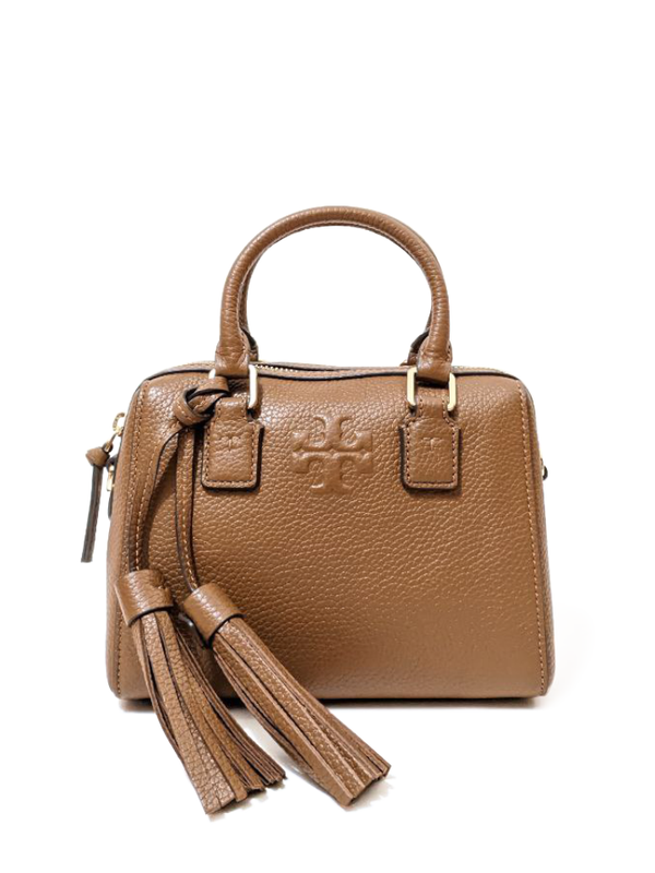 Tory Burch Thea Mini Leather Tassel Crossbody Bag in Natural