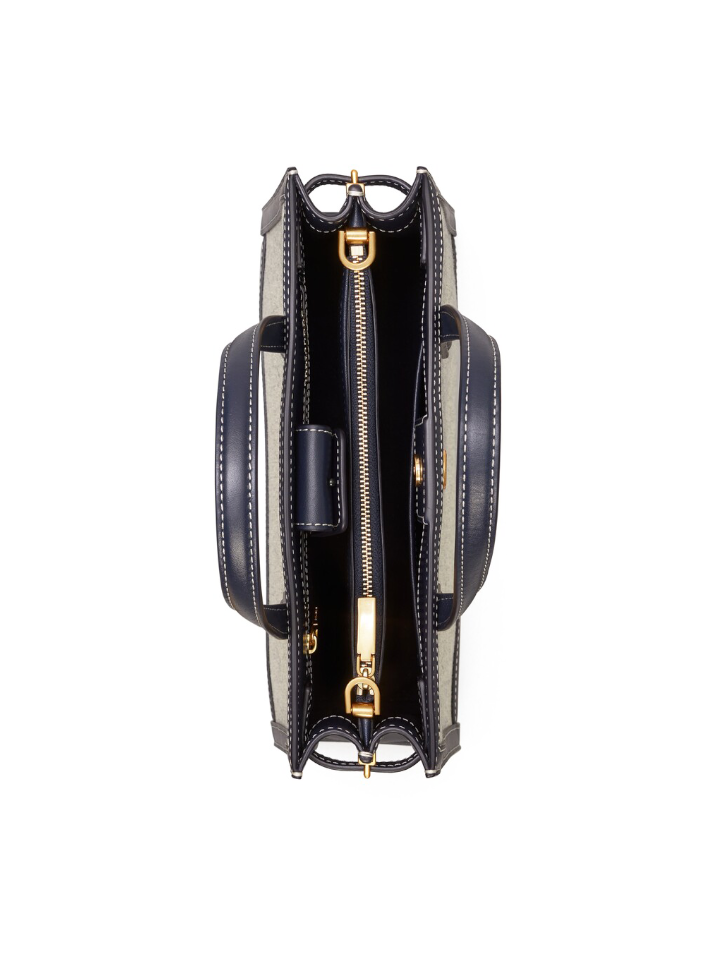 Tory Burch Walker Canvas Small Satchel In Natural/Navy – Balilene