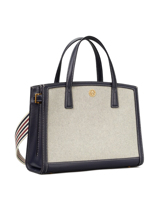 Tory-Burch-Walker-Canvas-Small-Satchel-In-Natural-Navy-Balilene-depan1