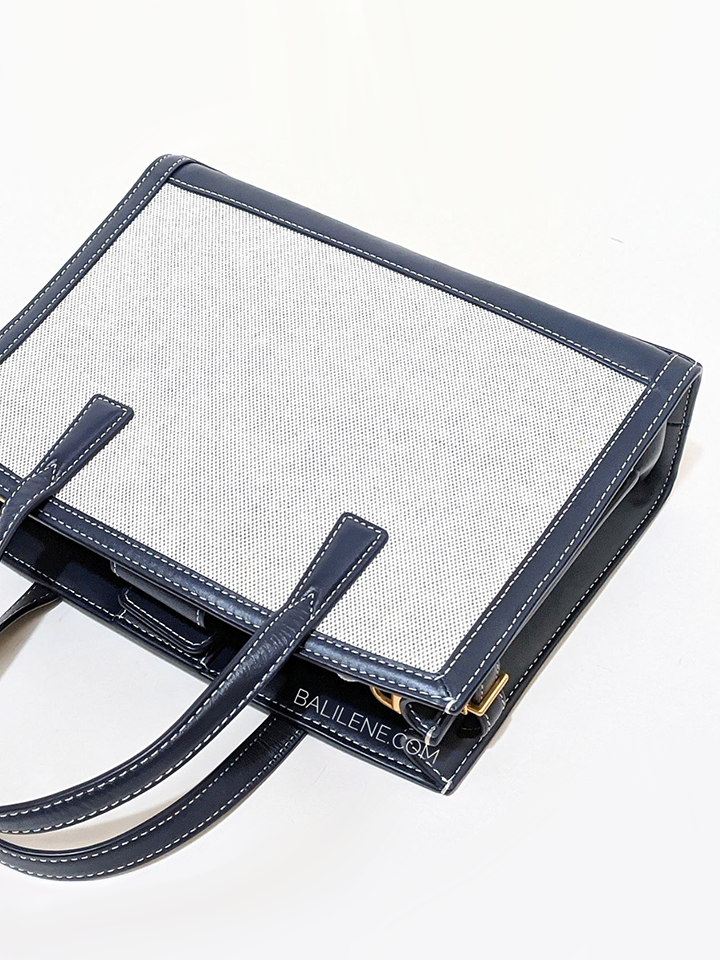 Tory Burch Walker Canvas Small Satchel In Natural/Navy – Balilene