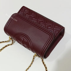 Tory Burch 43834 Fleming Small Convertible Shoulder Bag Claret