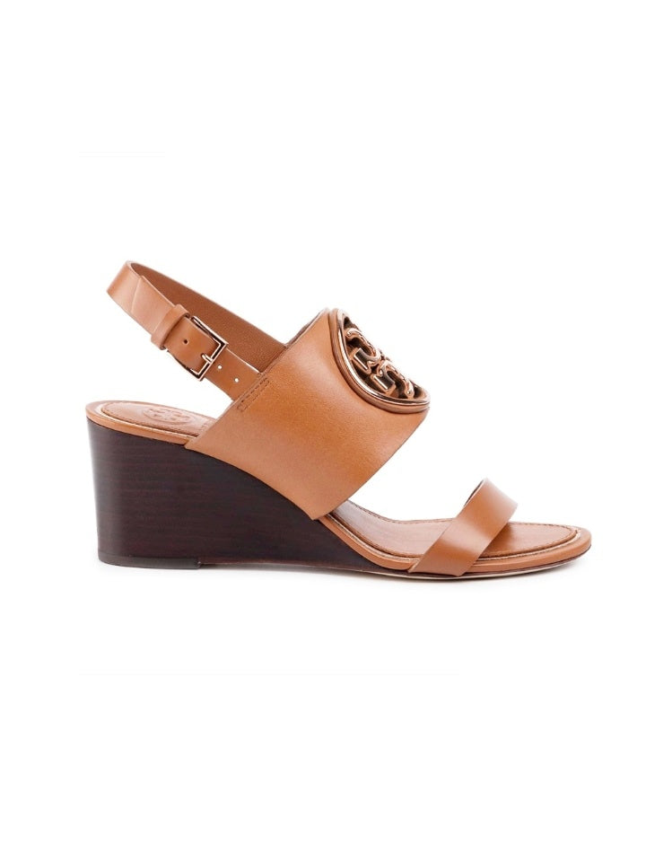 Tory Burch 56115 Metal Miller 65mm Wedge Tan rosegold Size 7.5