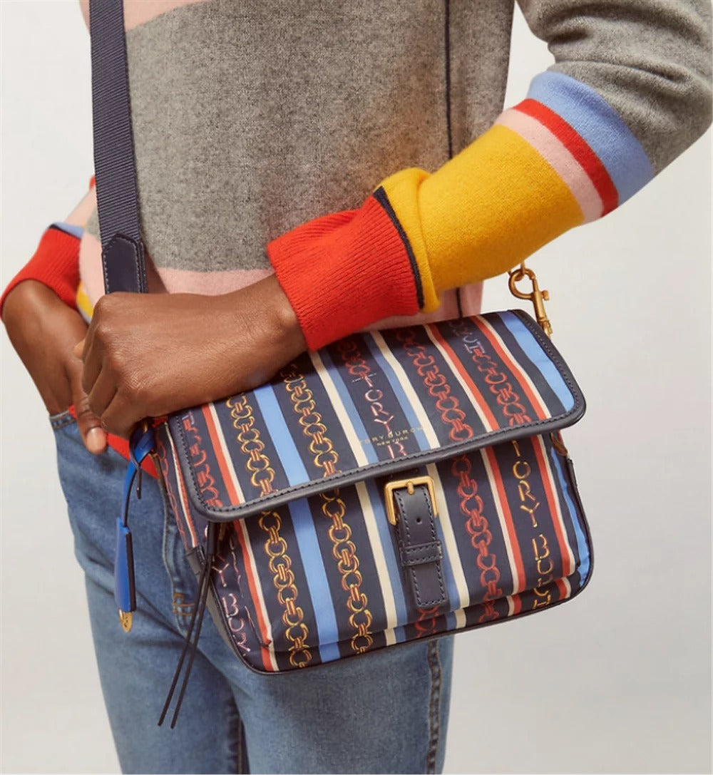Tory Burch 58048 Perry Nylon Crossbody Gemini Multi Stripe