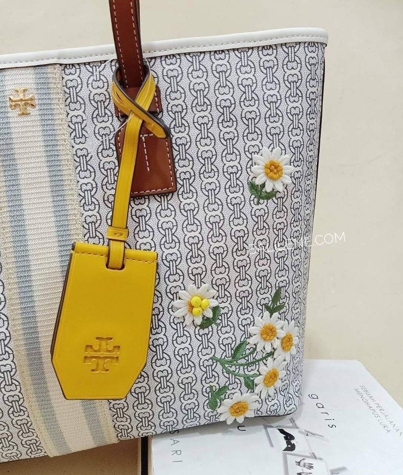 Tory Burch 64427 Gemini Small Tote New Ivory Applique