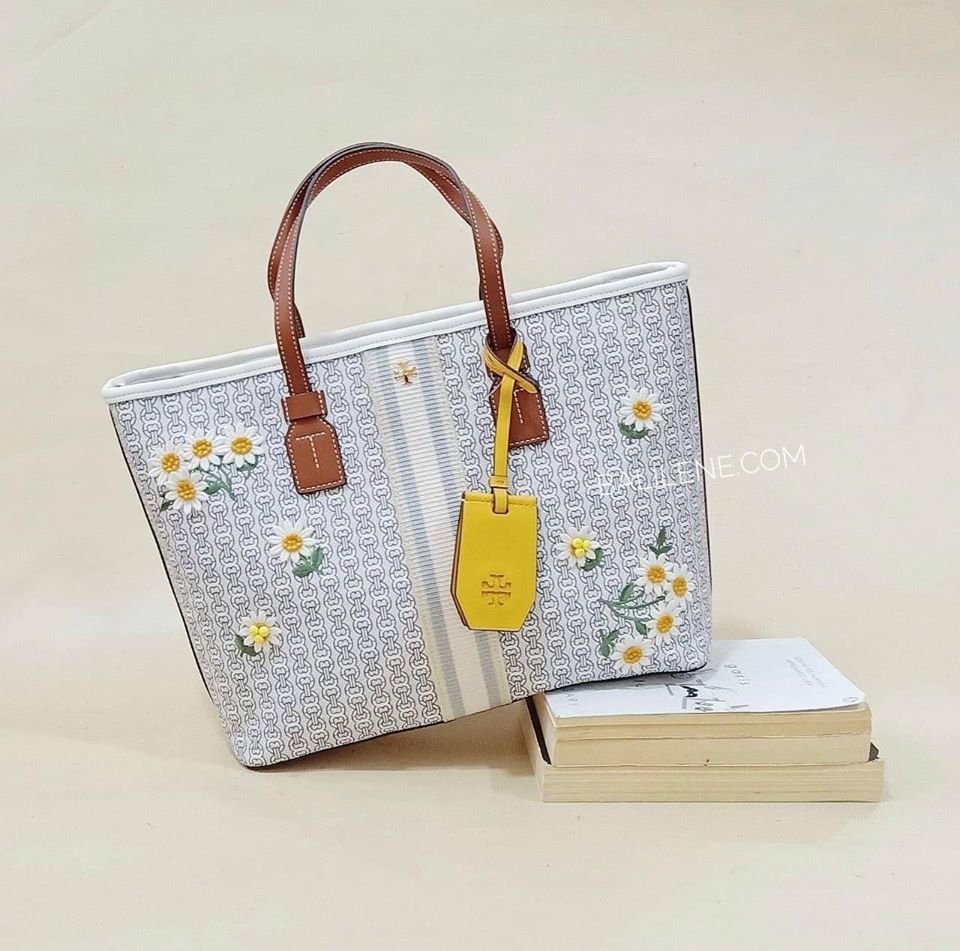 Tory Burch 64427 Gemini Small Tote New Ivory Applique