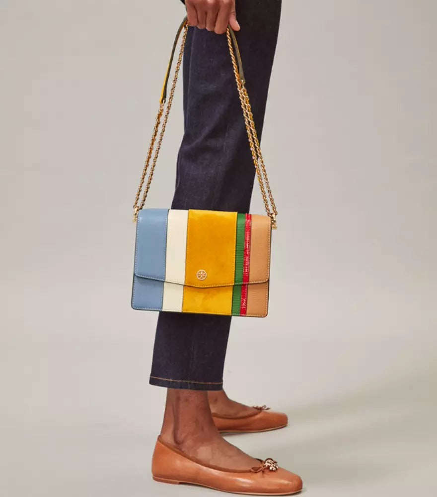 Tory Burch 64471 Robinson Ballon Stripe Convertible Shoulder Bag