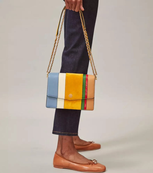 Tory Burch 64471 Robinson Ballon Stripe Convertible Shoulder Bag