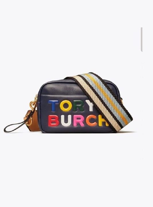 Tory Burch 71815 Perry Print Double-Zip Mini Bag Royal Navy