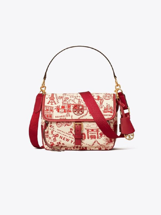 Tory Burch 74455 Perry Nylon Printed Crosbody Red Destination