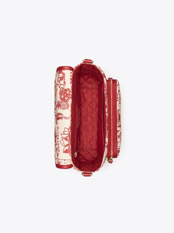 Tory Burch 74455 Perry Nylon Printed Crosbody Red Destination