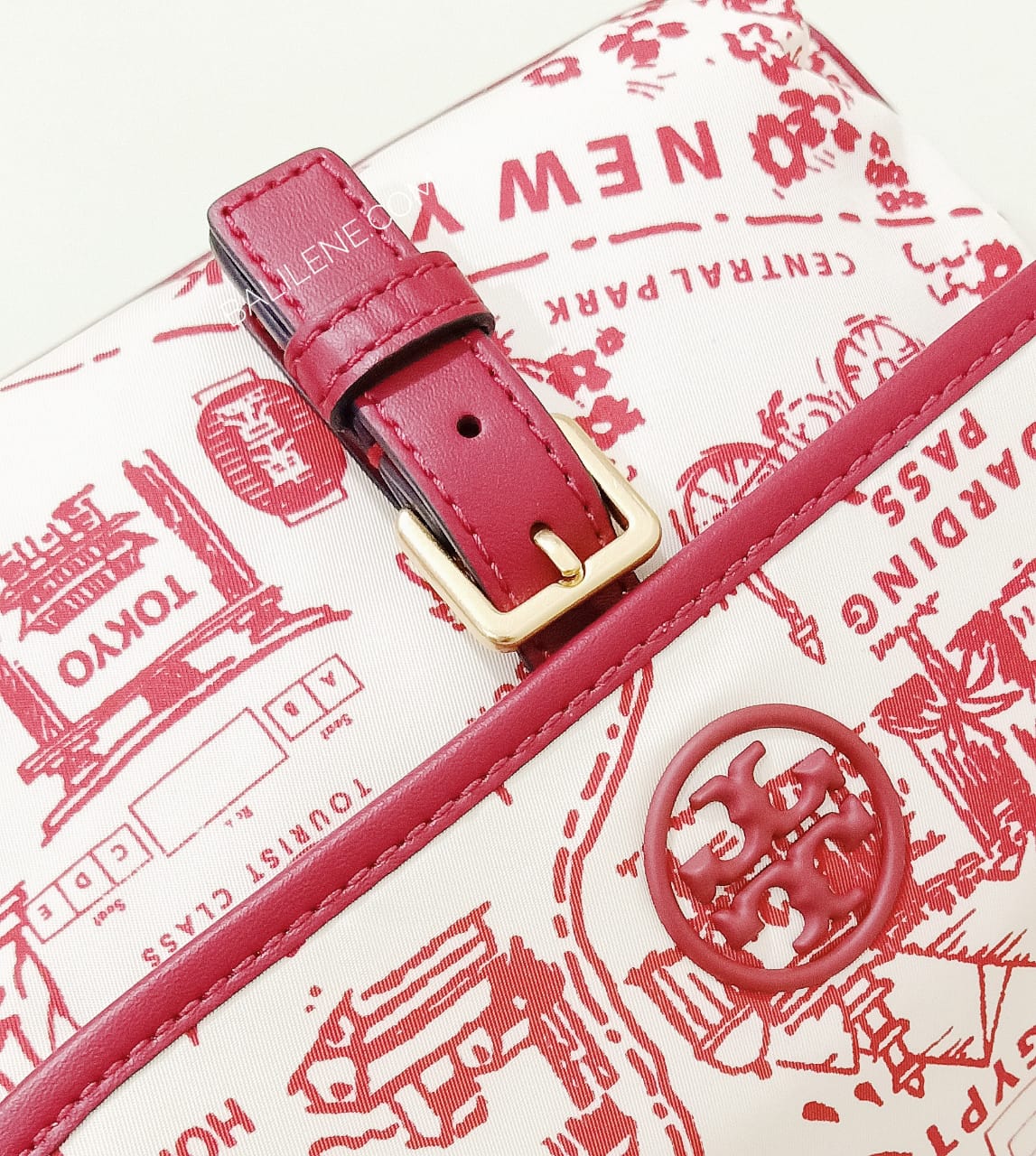 Tory Burch 74455 Perry Nylon Printed Crosbody Red Destination