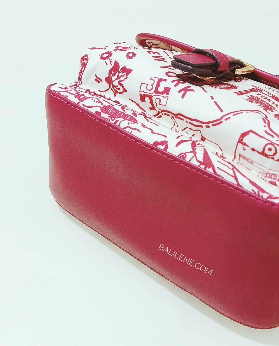 Tory Burch 74455 Perry Nylon Printed Crosbody Red Destination