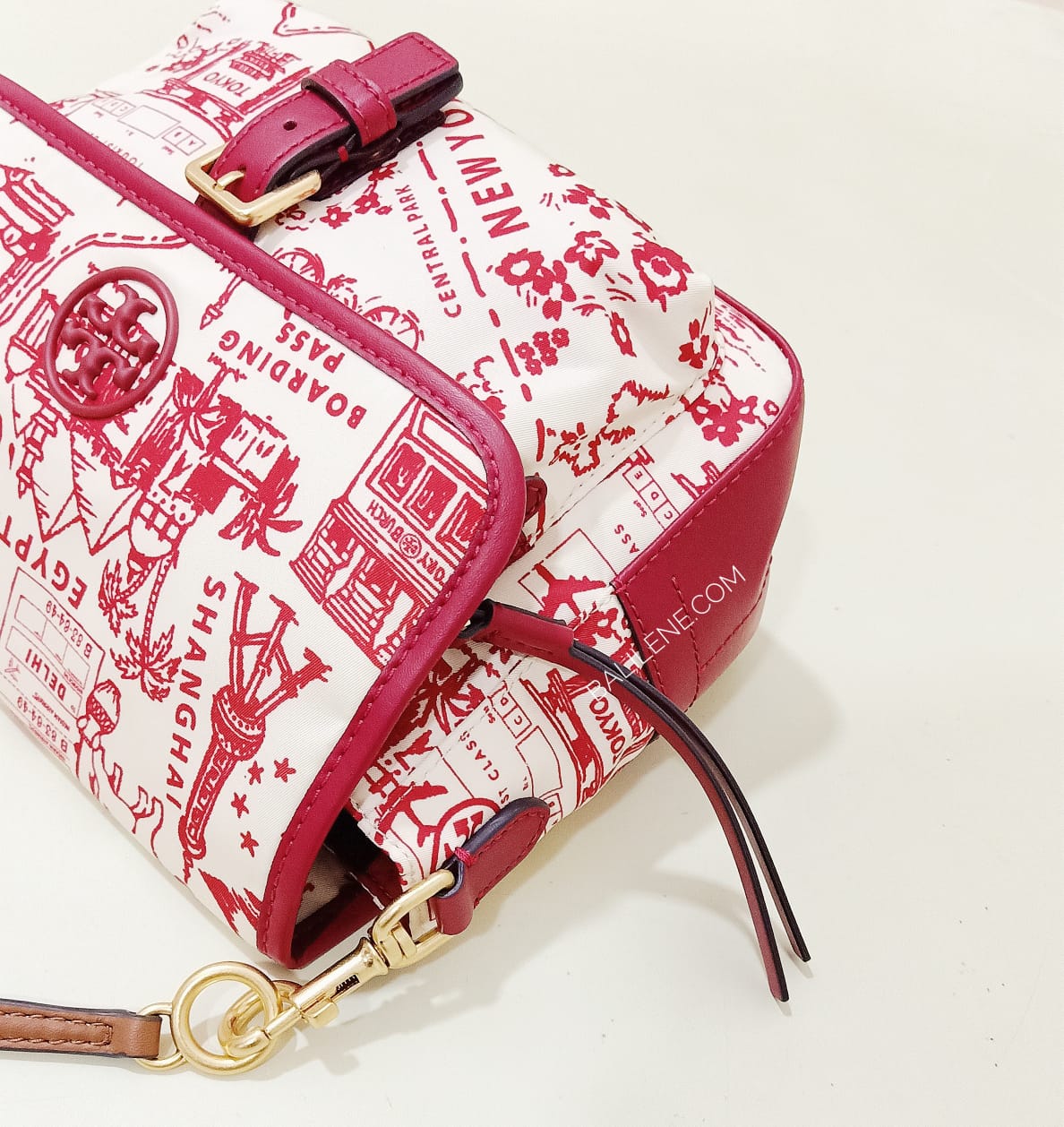 Tory Burch 74455 Perry Nylon Printed Crosbody Red Destination