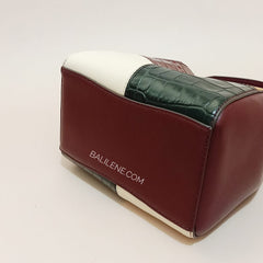Tory Burch 74636 McGraw Embossed Colorblok Small Bucket Bag Claret