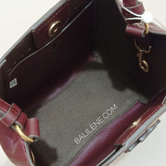 Tory Burch 74636 McGraw Embossed Colorblok Small Bucket Bag Claret