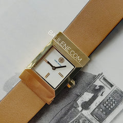 Tory Burch TBW7051 Leigh Leather Reversible Strap Brown Navy Orange