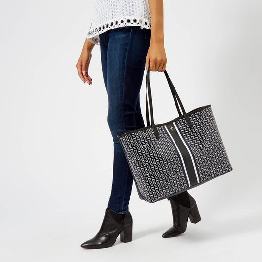 Tory Burch 33801 Gemini Link Large Tote Black Stripe